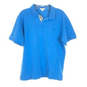 Mens Size Large Burberry Brit Turquoise blue Pique Knit Polo Shirt Top